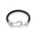 Crochet Leather Bracelet Dark Brown