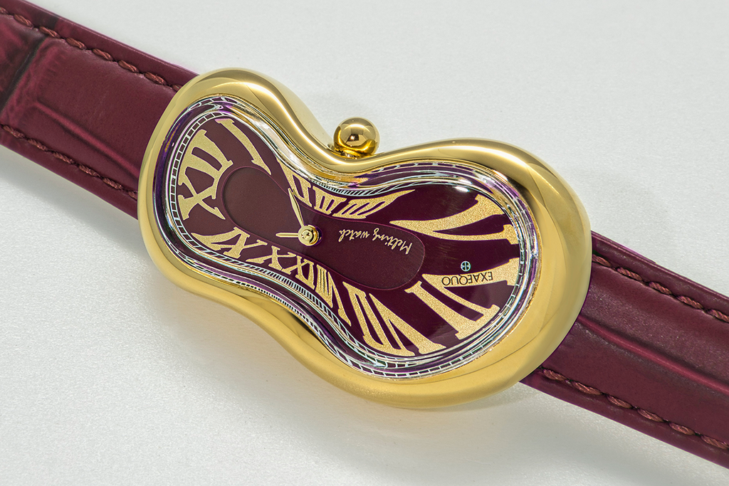 Melting Watch Gold Italian Burgundy