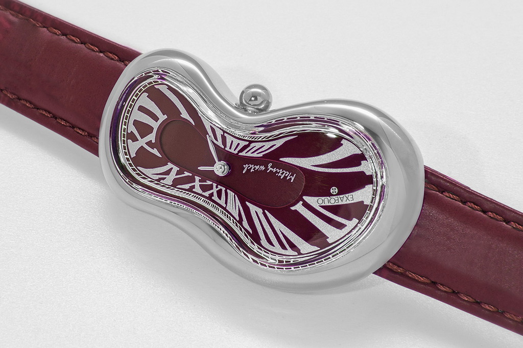 Melting Watch Silver Italian Burgundy