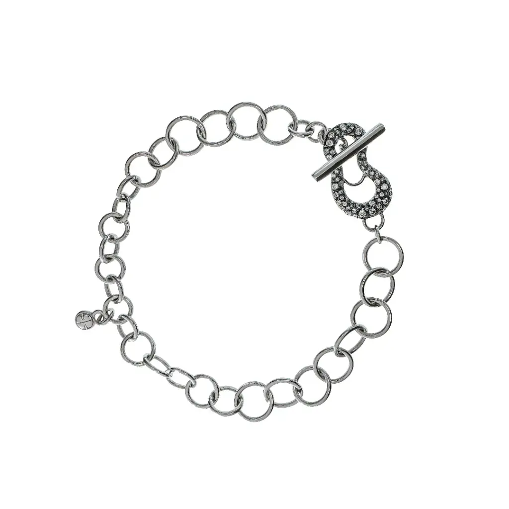 T-Bar Bracelet Sterling Silver 925 with Diamonds