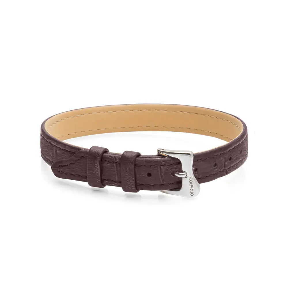 [EX10.57.1.0.S.2.5] Seconda Pelle Bracelet Croco Dark Brown (S)
