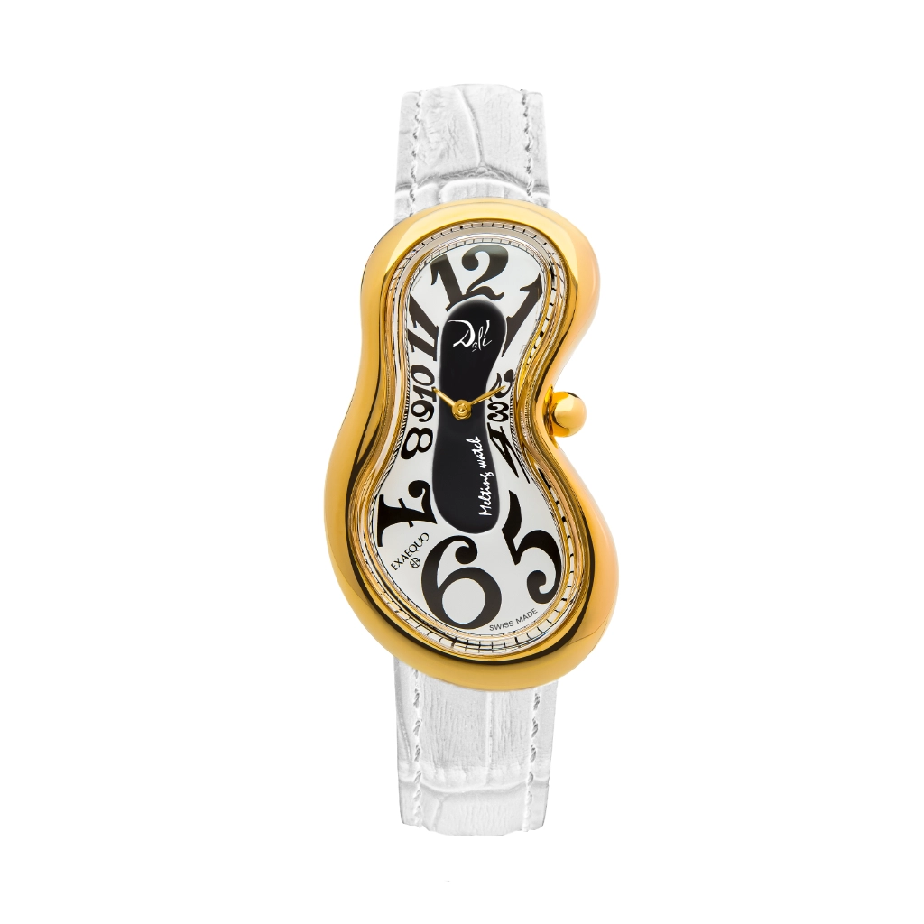 [DEX0002.0055] Dalì Classic Melting Watch Stainless steel 316L Black and White PVD Yellow Gold One of 329, white strap