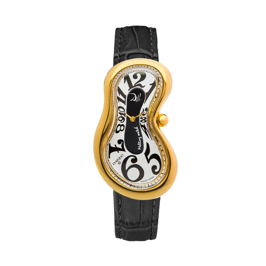 [DEX0002.0056] Dalì Classic Melting Watch Stainless steel 316L Black and White PVD Yellow Gold One of 329, black strap