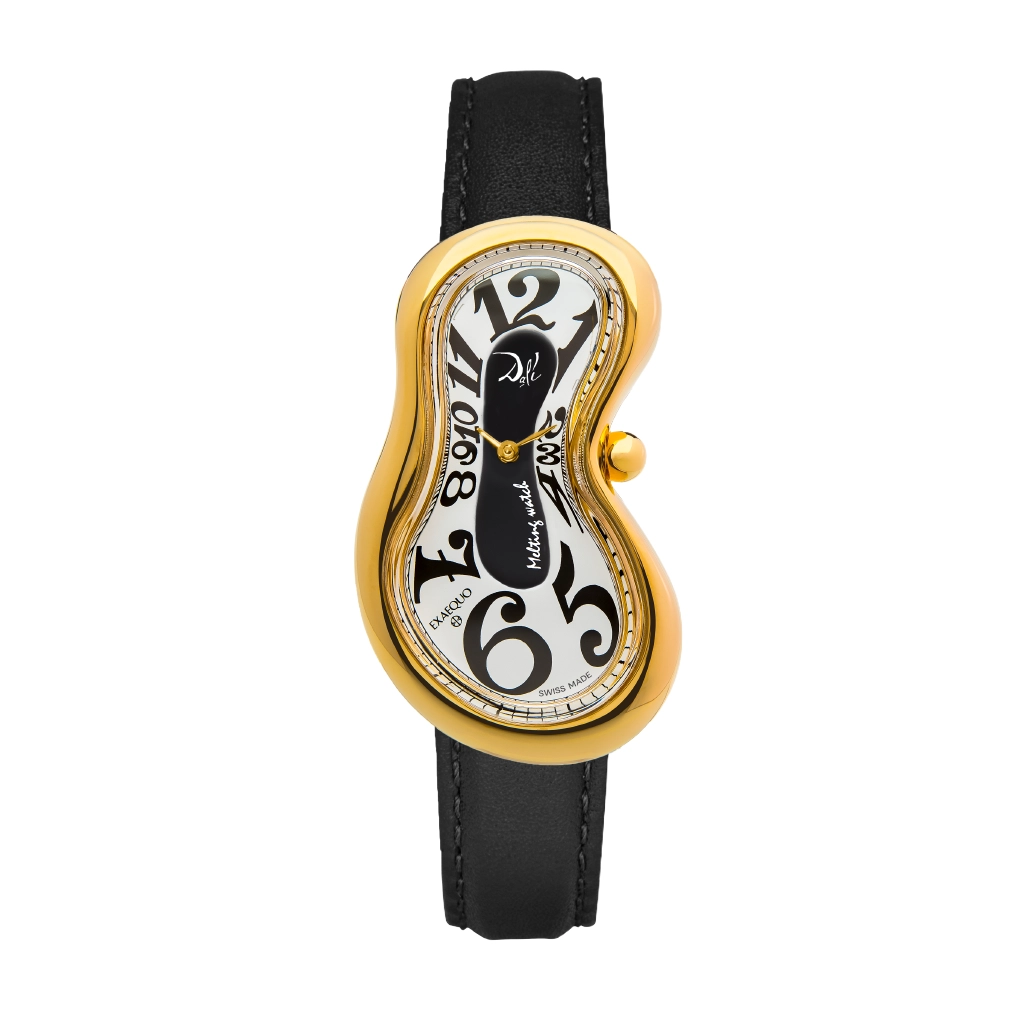 Dalì Classic Melting Watch Stainless steel 316L Black and White PVD Yellow Gold One of 329, black strap