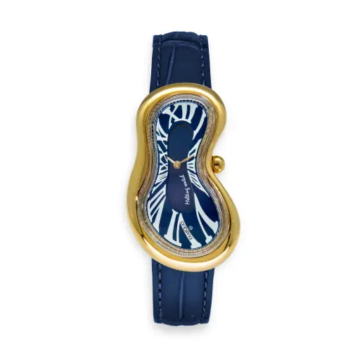 [EX0002.0004] Classic Melting Stainless steel 316L Blue - PVD Yellow Gold 
