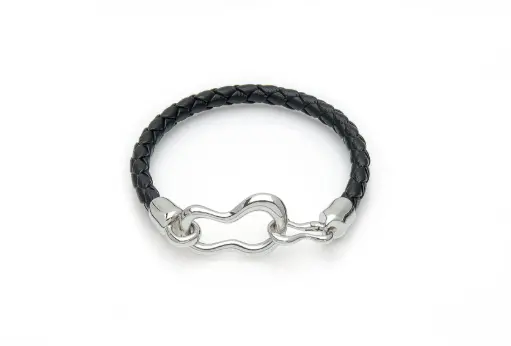 Crochet Leather Bracelet Black