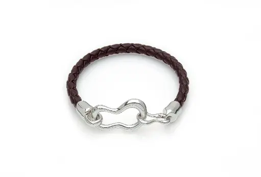 Crochet Leather Bracelet Dark Brown